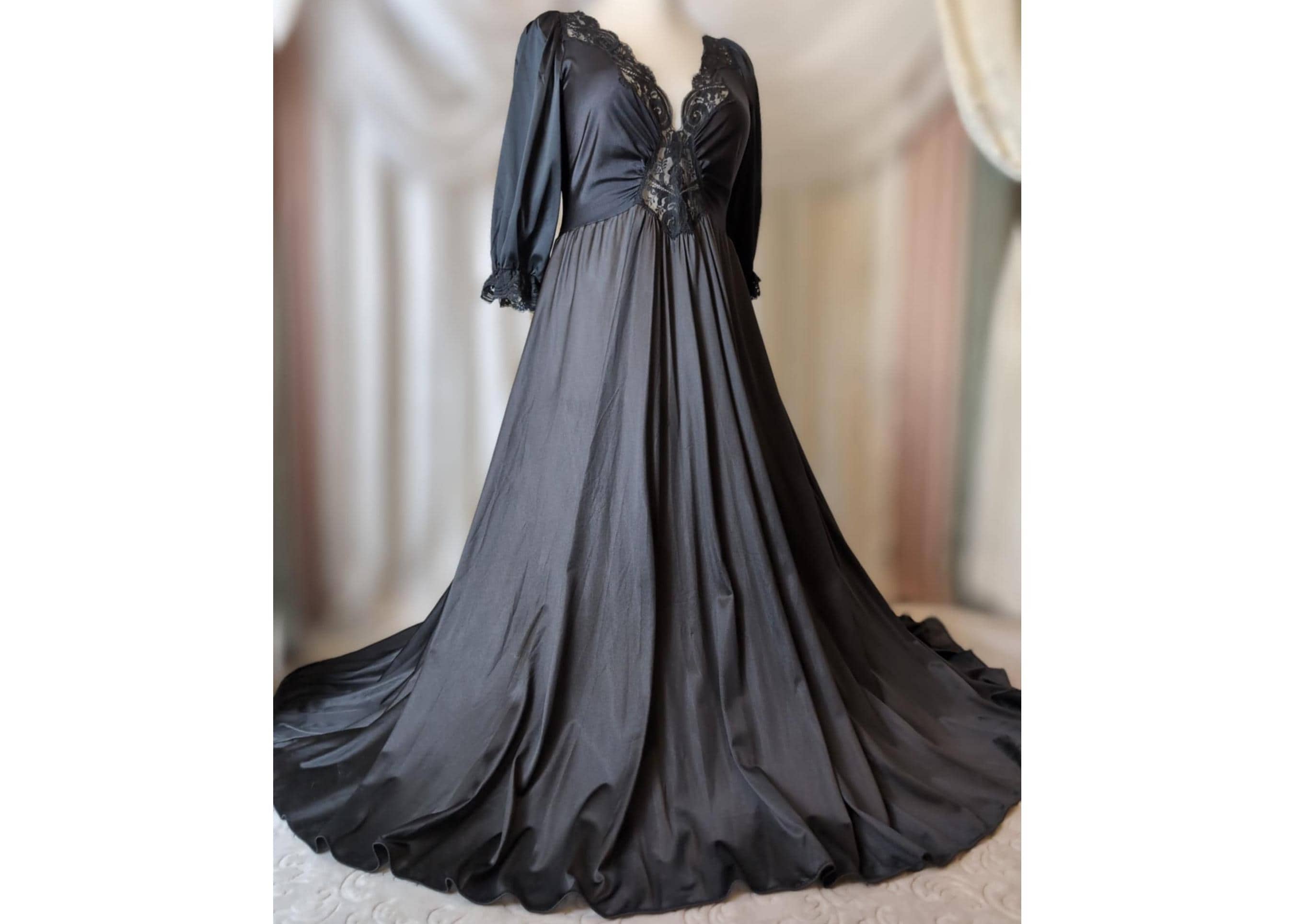 Black Nightgown Plus Size Etsy