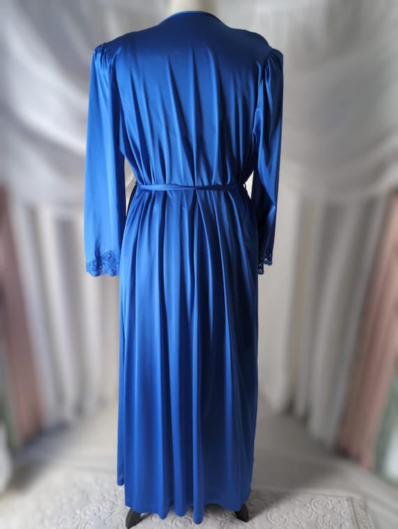 XL Vintage Olga Nightgown Robe Set in Royal Blue