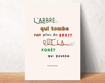 Carte jour de la terre, phrase inspirante Afrique, carte environnement citation, citation africaine, carte déco nature, carte écologique