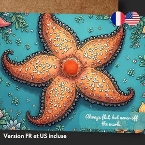 Starfish greeting card, Quote gift card in French and English, Funny quote greeting card, Marine quote postcard