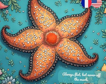 Tarjeta de felicitación de estrella de mar, tarjeta de regalo de cotización en francés e inglés, tarjeta de felicitación de cotización divertida, postal de cotización marina