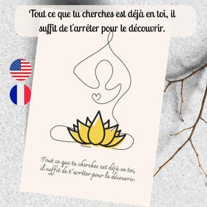 Carte citation de développement personnel, Carte confiance en soi à offrir, Citation estime de soi en Français, Anglais, Citation conscience