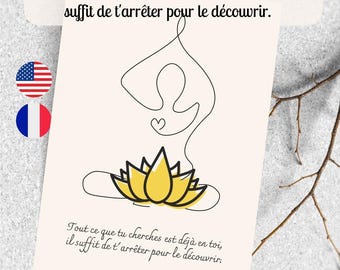 Personal development quote card, Self-confidence card to offer, Self-esteem quote in French, English, Consciousness quote