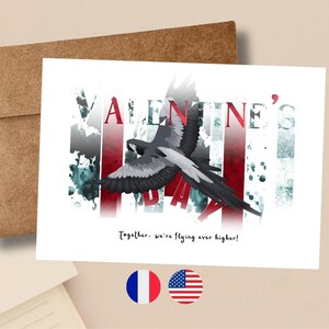 Carte de saint valentin perroquet, carte du cœur fait voler la saint valentin ! Carte citation amour à deux, carte joyeuse saint valentin