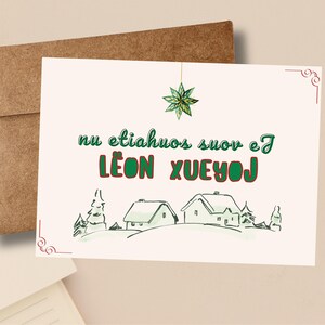 Carte joyeux Noël à l'envers, Joyeux Noël en verlan, Carte joyeux Noël cryptogramme, Joyeux noël jeu de mot, idée carte Noël humour français