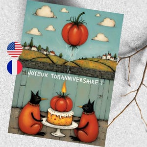 Carte d'anniversaire sur la tomate, Carte à offrir amour du jardinage, Carte passionné du potager, carte cadeau humour tomate permaculture