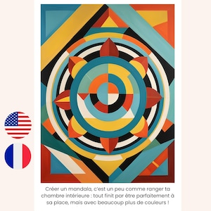Carte citation drôle ésotérique mandala en Français et Anglais, Citation spirituelle, Carte art du bien être, Déco carte de voeux positive