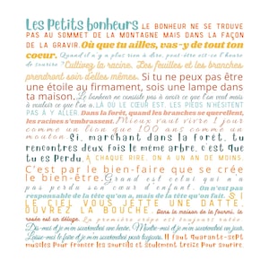 Wall decoration Little joys, Printable French poster, retro color quote, happy quote, well-being quote poster