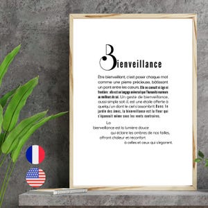 Kindness Definition Poster French, Kind Meaning, Inspirational Quote Set, Wall Poetry Poster, Soul Quote