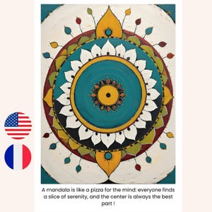 Carte citation drôle ésotérique mandala en Français et Anglais, Citation spirituelle, Carte art du bien être, Déco carte yoga du rire
