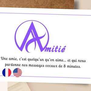 Tarjeta de felicitación para un mejor amigo francés, tarjeta de definición de amiga esposa, cumpleaños de amigo divertido, idea de regalo para mejor amigo en inglés