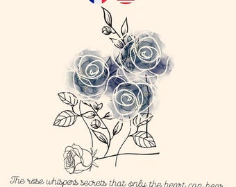 Aquarell-Rosen-Grußkarte, Zitat über Blumen, Geheime Zitatkarte, druckbare Grußkarte, Gedicht-Grußkarte