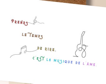 Carte citation de l'âme, Carte couleur des chakras, Citation joie de vivre, Citation inspirante d'inde, Idée cadeau rire, Citation musique