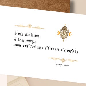 Carte citation indienne, Carte de Ganesh, Dieu porte bonheur, Carte de voeux hindouisme, Belle citation inspirante de l'âme en Français