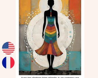Carte citation ésotérique chakras en Français et Anglais, Citation drôle spirituelle, Carte art du bien être, Déco carte de voeux positive