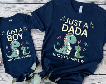 Matching Dada and Baby Dinosaur Shirts, Daddy and Me Matching Shirts, Just A Dada Just A Boy Tee, Cute Dino Family Shirts, Father Son Gift