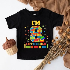 Building Block Birthday Boy Girl Shirt,Custom Birthday Buiding Shirt,Building Block Themed,Brick Birthday Shirt,Little Builder Kid Gift