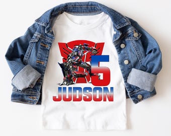 Custom Robot Birthday Shirt, Personalized Name Age Shirt, Kids Robot Party Shirt,Transformes Bday Shirt, Custom Name Number Sweatshirt