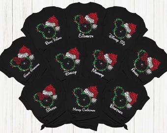 Personalized Disney Family Christmas Shirts, Christmas Disney Vacation, Family Christmas Party, Christmas Gift, Christmas Mickey Minnie Tees