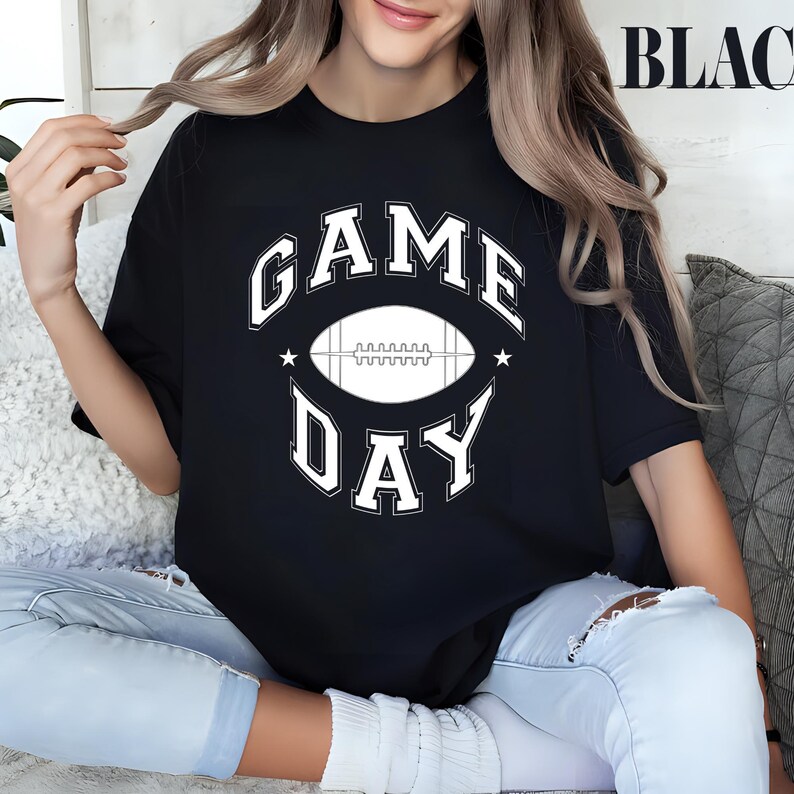 Preppy Game Day Football Shirt: Relaxed Fit Sports Mom Tee image 3