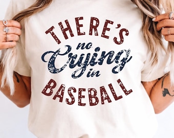 Comfort Colors® There’s No Crying In Baseball Shirt, Funny Baseball Mom Tee, Vintage Baseball Graphic Shirt,Softball Lover Gift,Game Day Tee