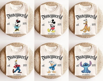 Retro Disneyworld 1971 Shirt: Mickey and Friends Group Tee