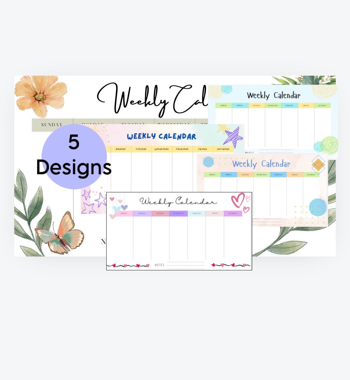 Weekly Calendar Pages Colorful Design - Etsy