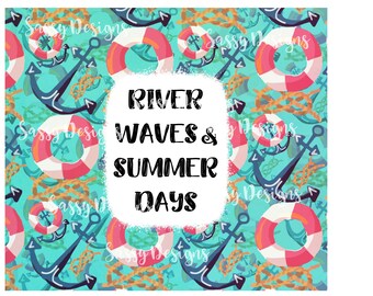 River waves cup wrap 20oz sublimation digital file