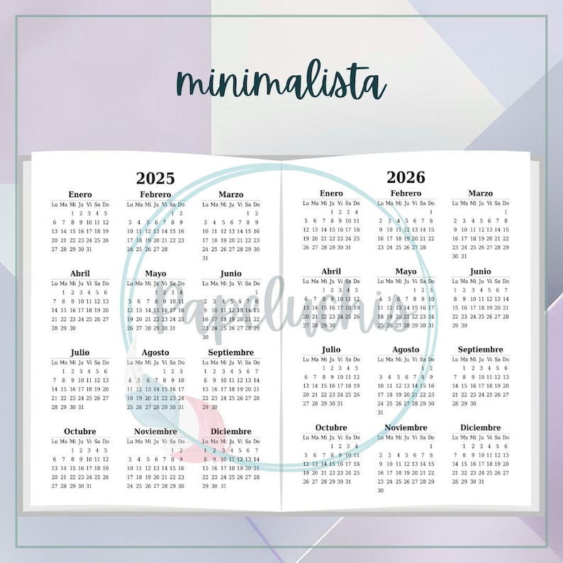 Basic Printable 2025 and 2026 Calendars in Spanish Etsy