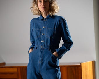 Vintage 80er-Jahre Jeans-Overall / Baumwoll-Einteiler / Hergestellt in Deutschland / XS-S