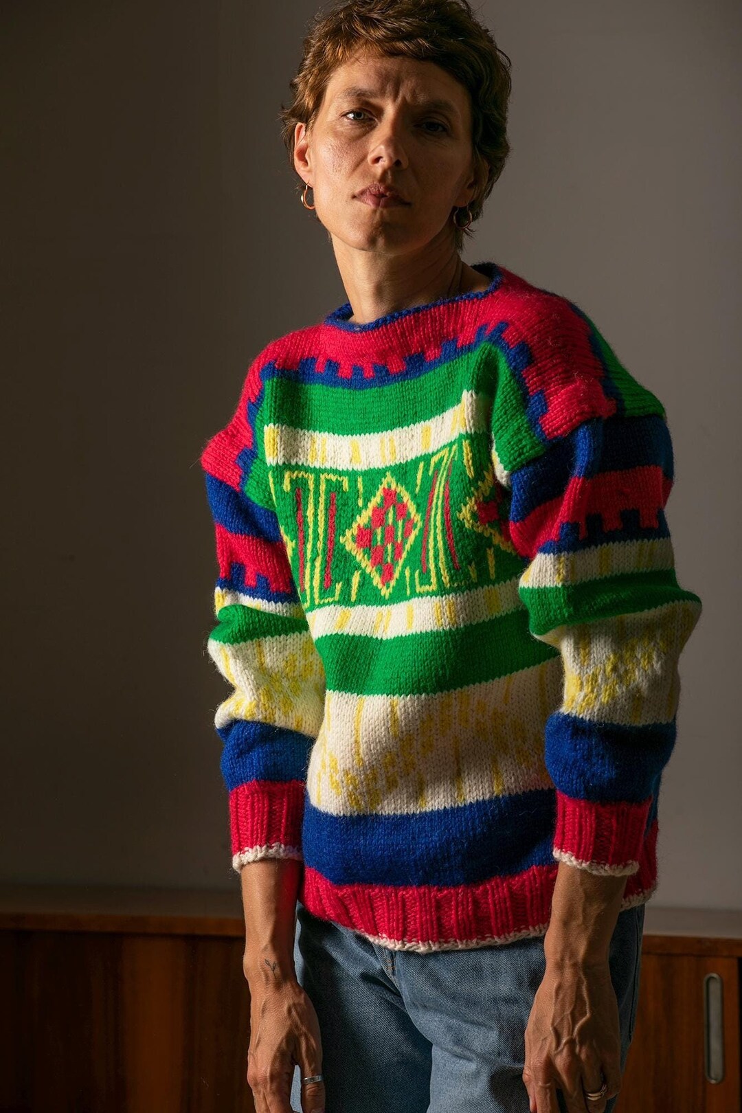 Vintage Prints Casual Pullover Sweater