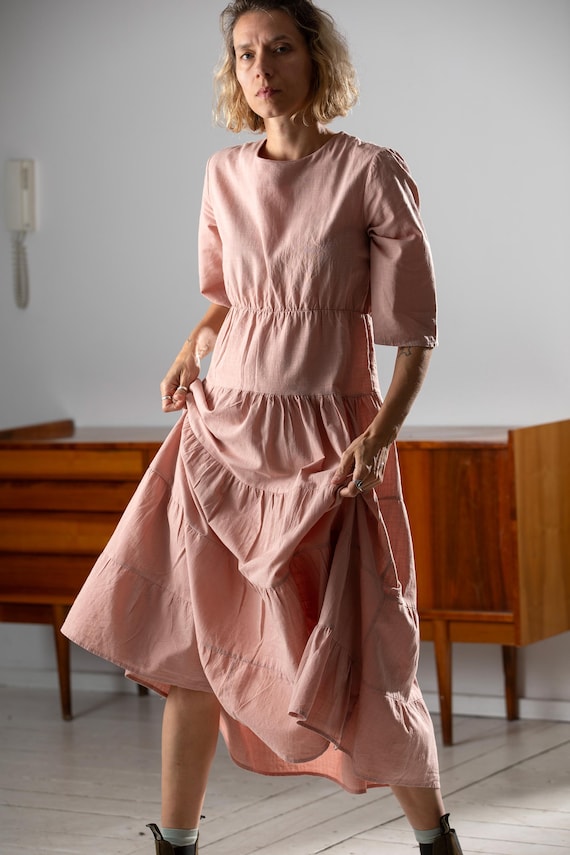strapless open back dress Pastel Summer Relaxed Midi Dress