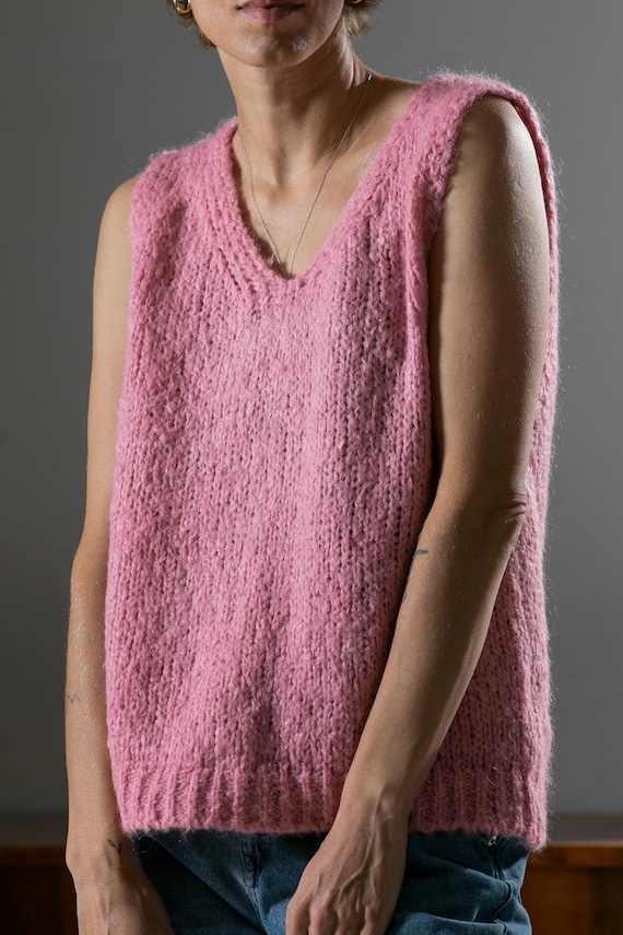 【送料&関税込】ChloAC Pastel Pink Wool Vest Sksloeg Women's Pink Houndstooth Sweater Vest, XXXL, Soft