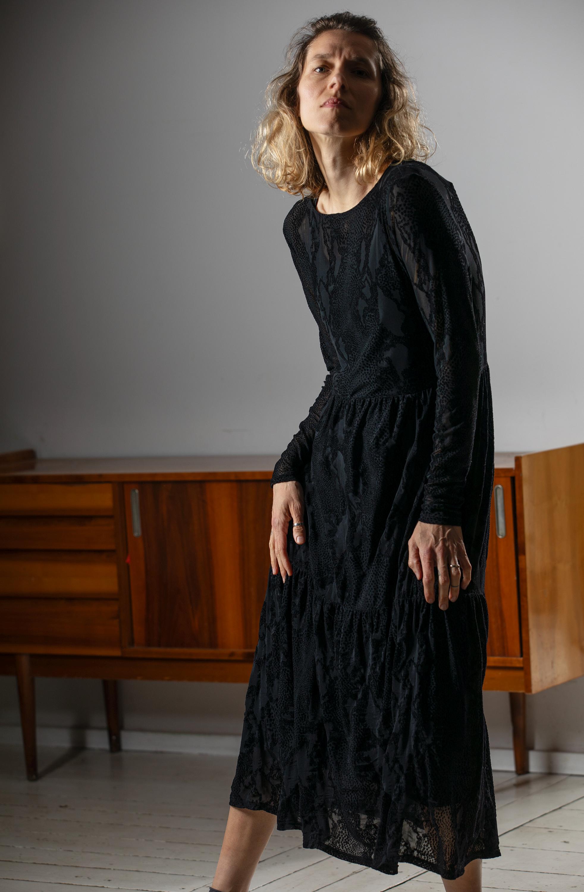 chinese dress ladies Sheer Long Sleeves Black Lace Maxi Dress – Sassymyprom main image 0