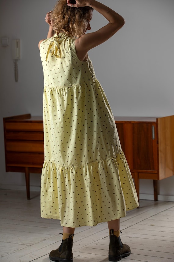 Vintage Cotton Maxi Dress Made in England/70s Casual Colorful Dress/size Xs/oversize