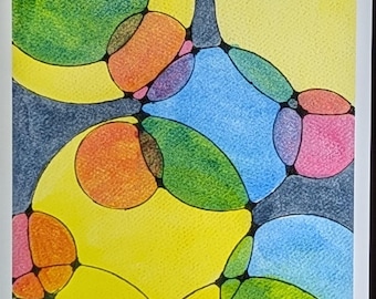 Neurographic Abstract Watercolor Art Print | Colorful Mindfulness Wall Art for Therapy Office, Wellness Space, or Calm Home Decor