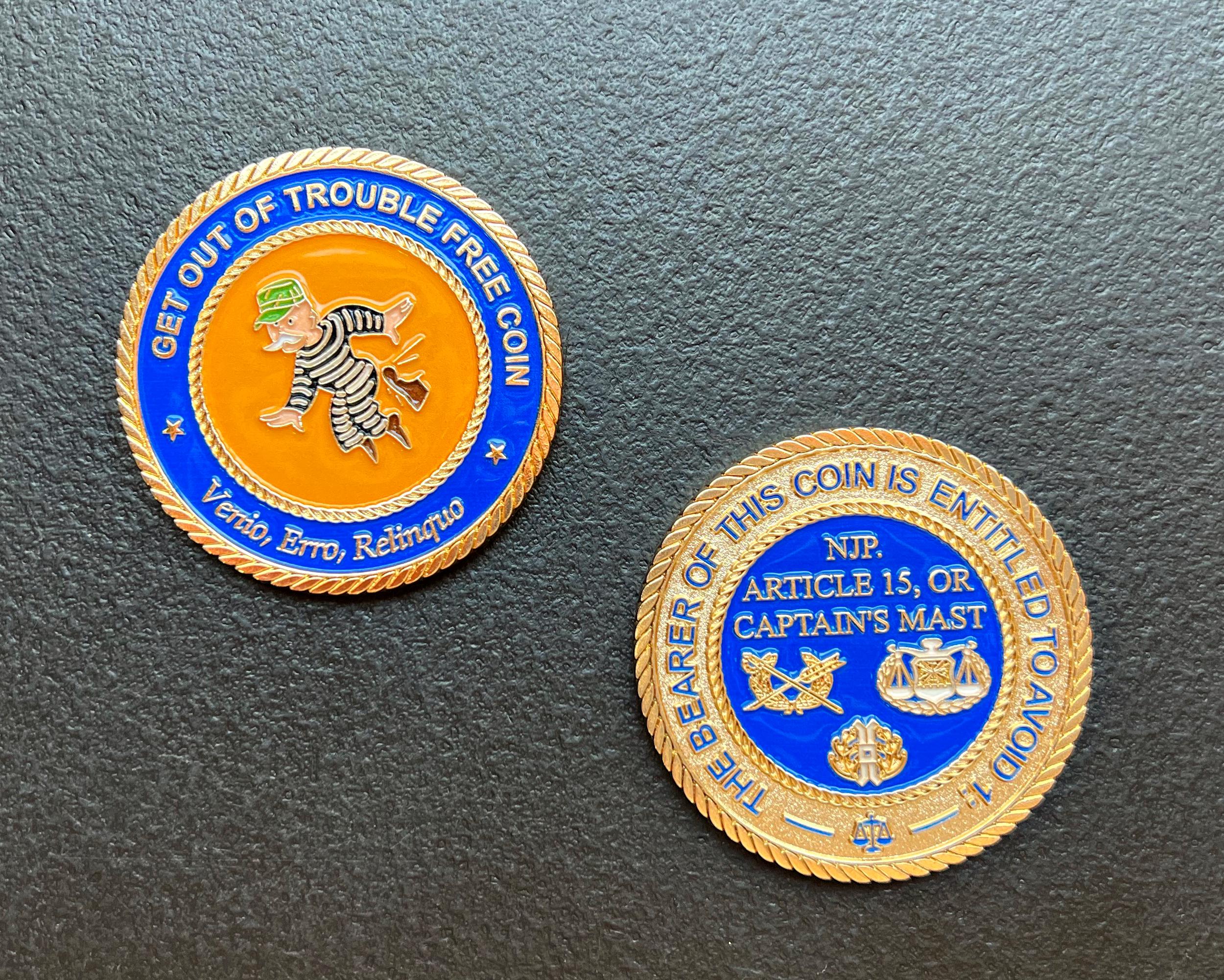 Get Out of Jail Free JAG Challenge Coin SJA Coin Military Lawyer