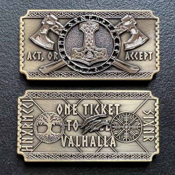 Valhalla Challenge Coin Viking Coin Norse Coin Military Challenge Coin Collectible Coin for Warriors, FREE SHIPPING!