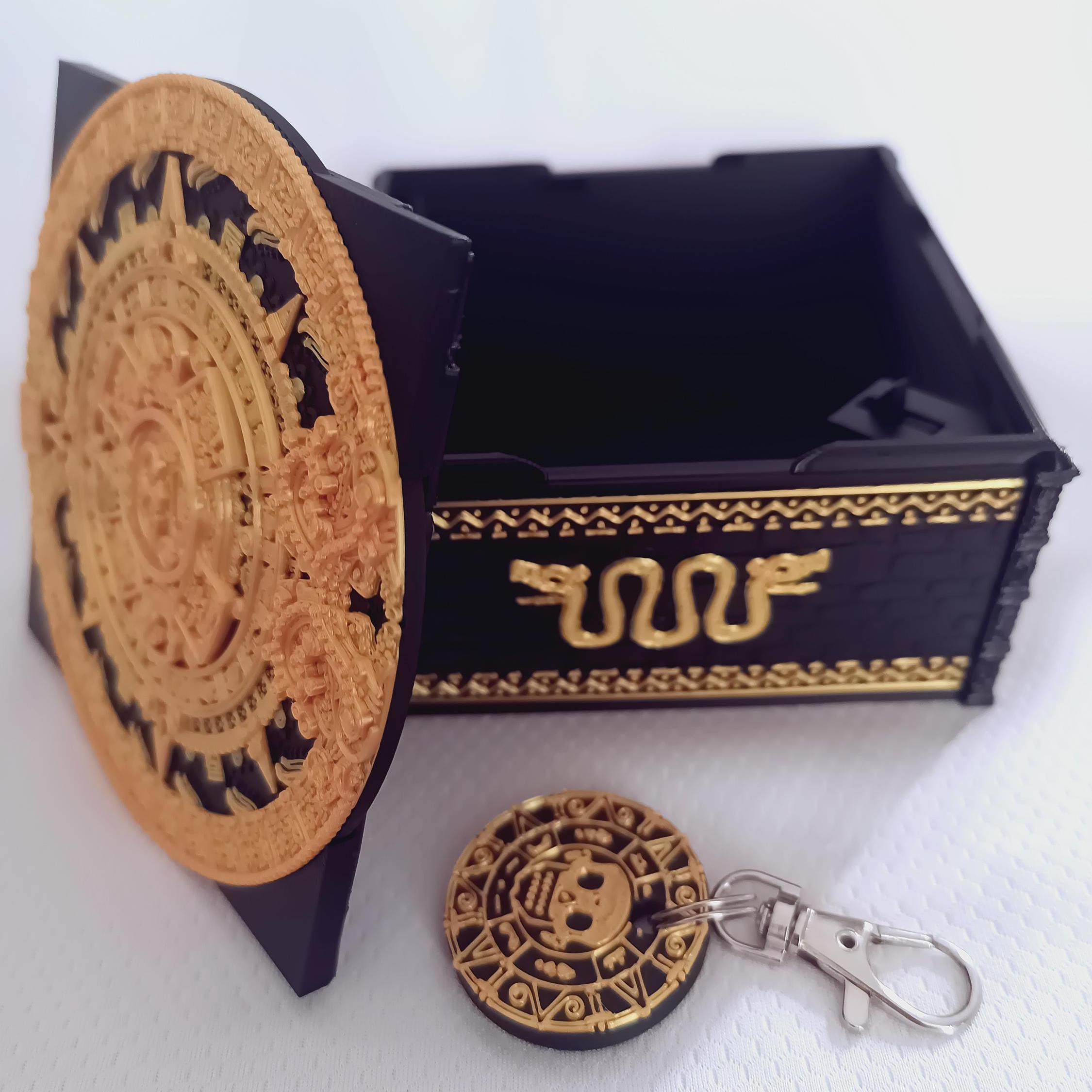 Black and Gold Aztec Lock Box, Decorative Safe With Keychain , Cultural ...
