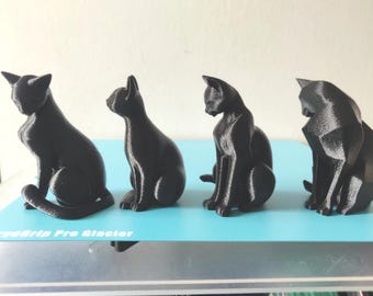 Modern Art Black Cat Statue, Minimalist PLA Figurine, Sleek Feline Home Decor