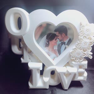 Photo Frame Heart Shaped Valentine Gift - Romantic Love You Picture Frame for Wall Decor, Unique Anniversary Present