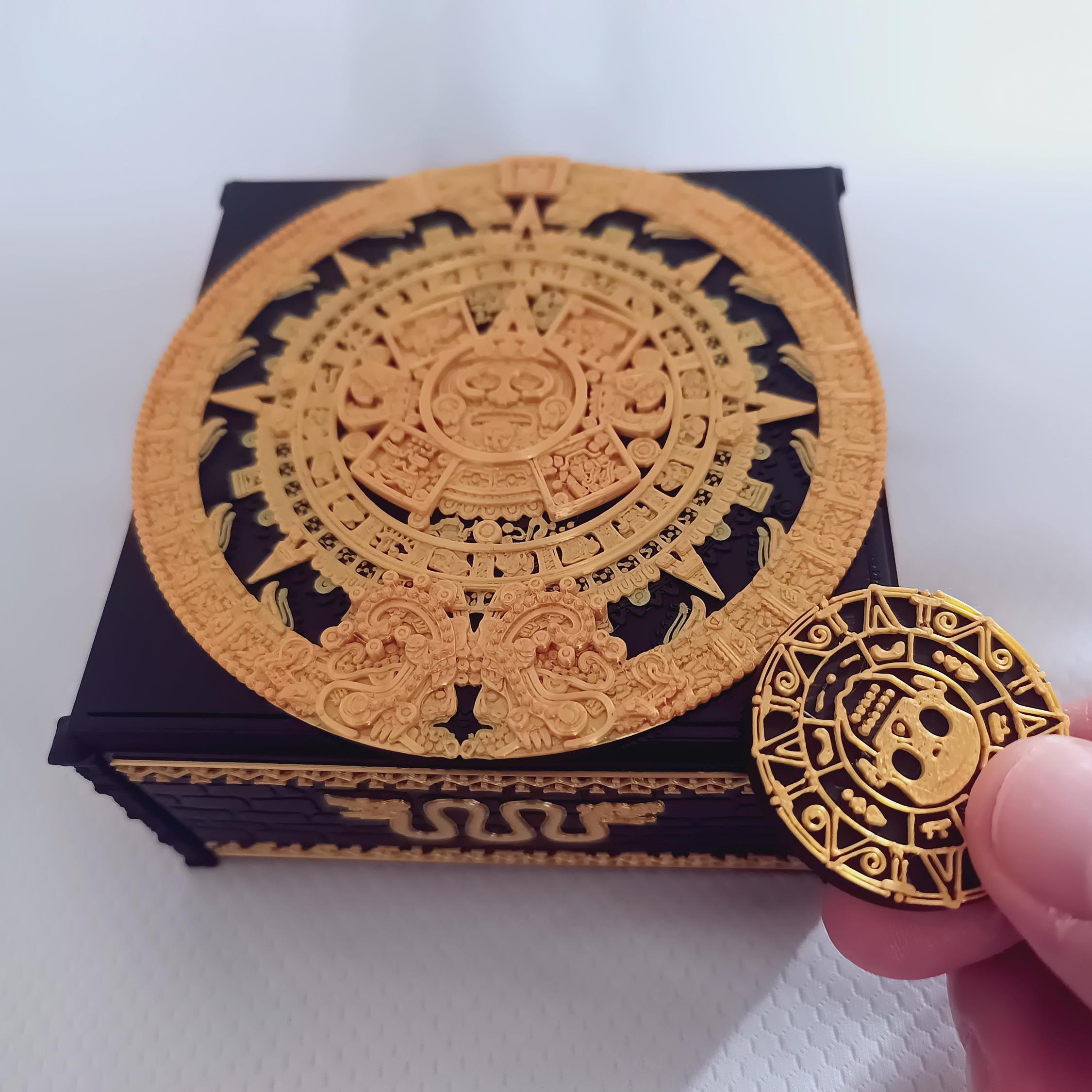 Black and Gold Aztec Lock Box, Decorative Safe With Keychain , Cultural ...