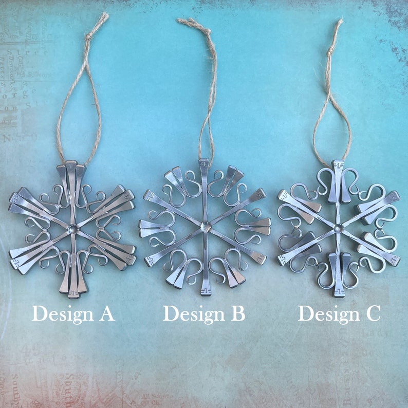 Snowflake Ornament Made From Authentic Horseshoe Nails 3 Etsy