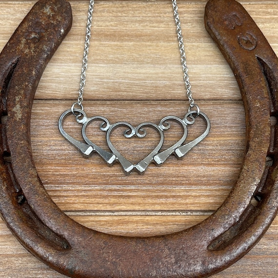 Horseshoe Nail Heart Echo Necklace Etsy