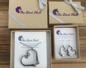 Hufeisen Nagel Herz Schmuck Set Valentinstag Geschenk