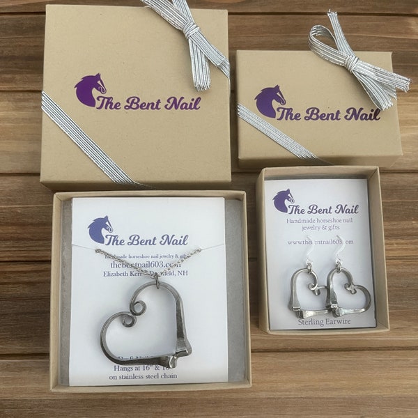 Horseshoe Nail Heart Jewelry Set Valentines Gift