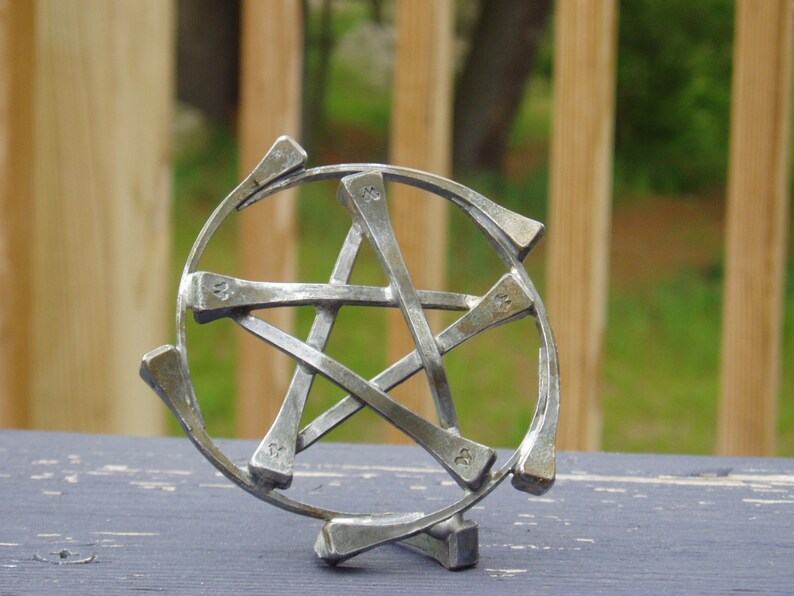 Horseshoe Nail Pentacle Table Sculpture / Statue aka Pentagram Etsy
