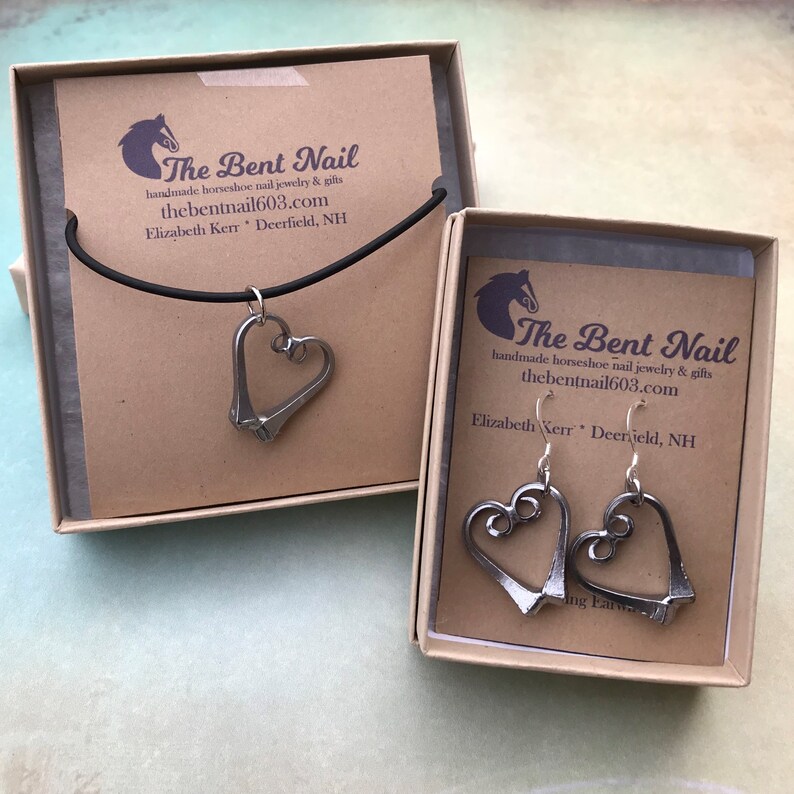 Horseshoe Nail Heart Jewelry Set Valentines Gift Etsy