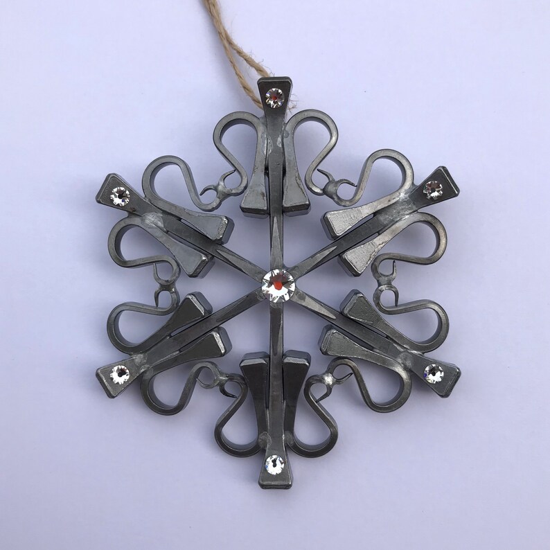 Horse Ornament Snowflake from Authentic Horseshoe Nails 3 Etsy
