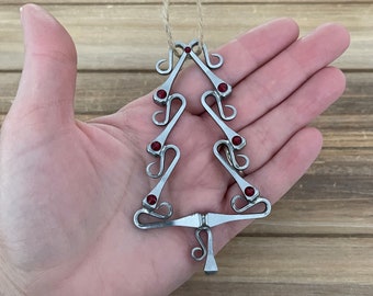 Horseshoe Nail Christmas Tree Shaped Ornament, Equestrian Horse Lover Gift